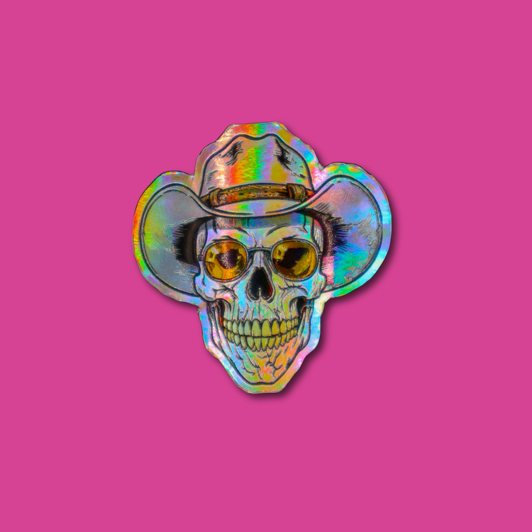 Single embossed holographic sticker with colorful, reflective finish