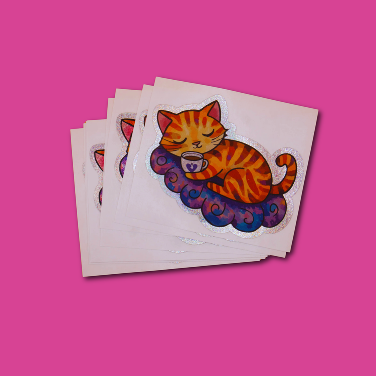 Kiss cut sticker set featuring multiple playful cat illustrations
